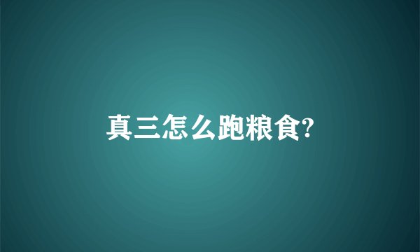 真三怎么跑粮食?