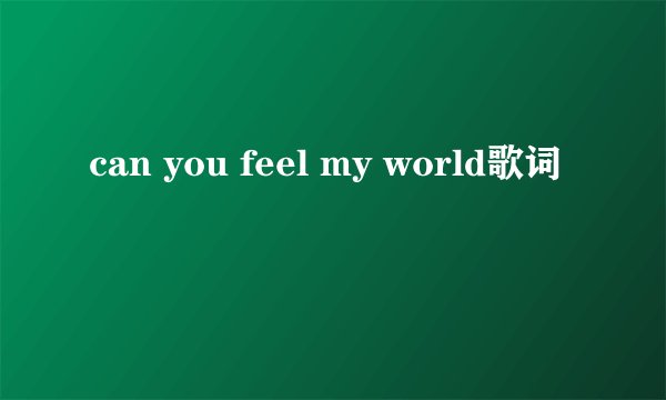 can you feel my world歌词