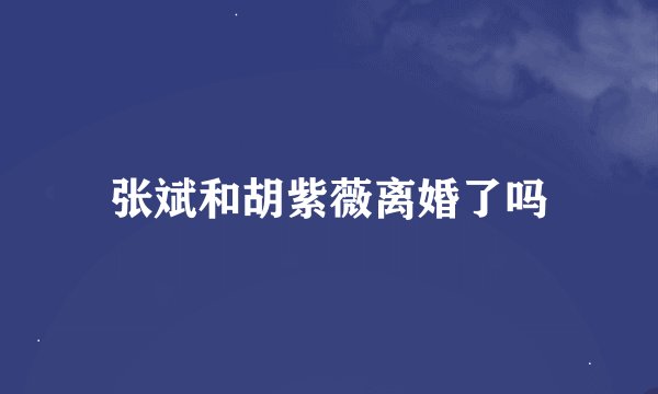 张斌和胡紫薇离婚了吗