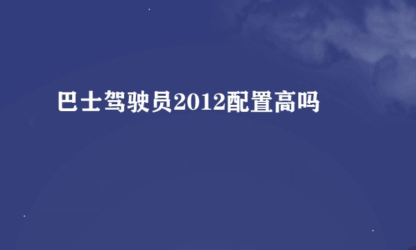 巴士驾驶员2012配置高吗