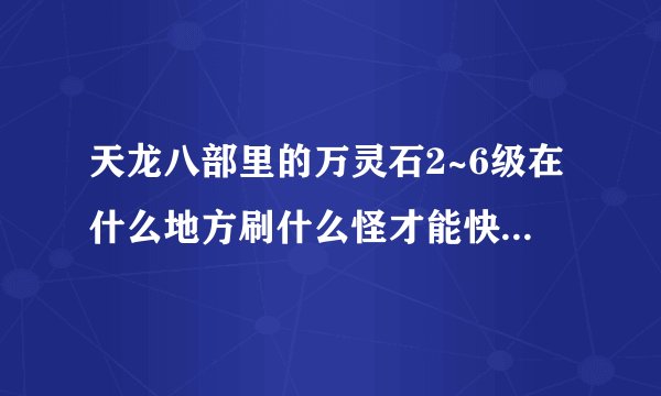 天龙八部里的万灵石2~6级在什么地方刷什么怪才能快速得到?