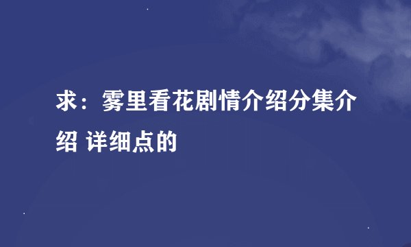 求：雾里看花剧情介绍分集介绍 详细点的
