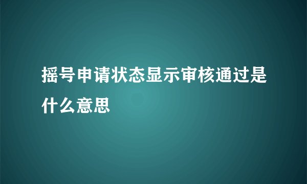 摇号申请状态显示审核通过是什么意思