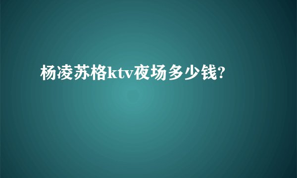 杨凌苏格ktv夜场多少钱?