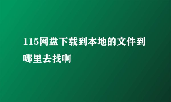 115网盘下载到本地的文件到哪里去找啊