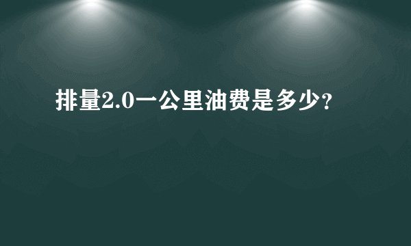 排量2.0一公里油费是多少？