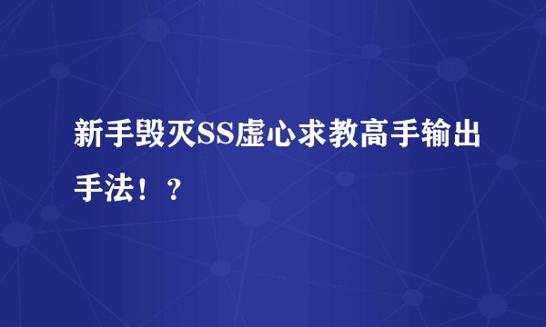 新手毁灭SS虚心求教高手输出手法！？