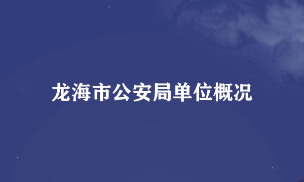 龙海市公安局单位概况