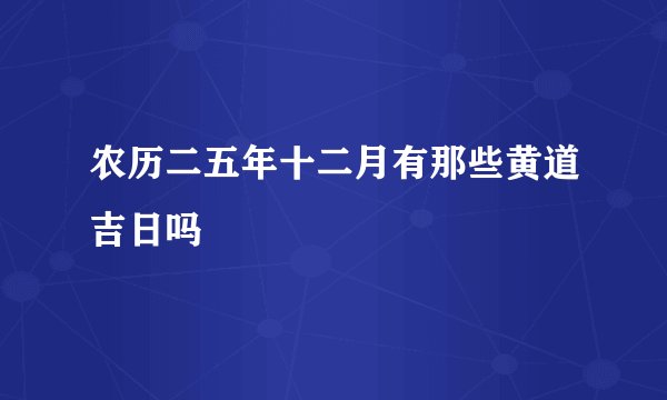 农历二五年十二月有那些黄道吉日吗