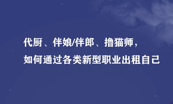 代厨、伴娘/伴郎、撸猫师，如何通过各类新型职业出租自己