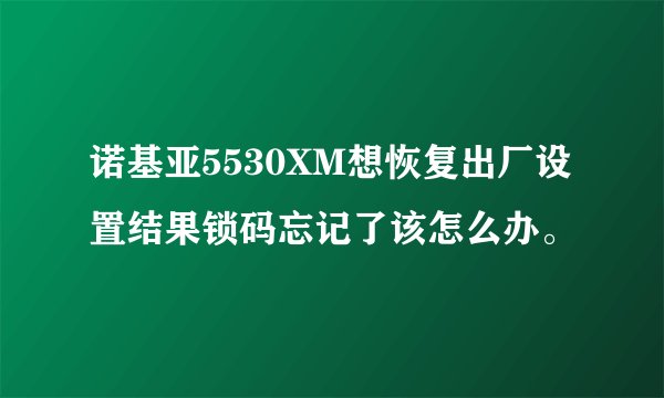 诺基亚5530XM想恢复出厂设置结果锁码忘记了该怎么办。