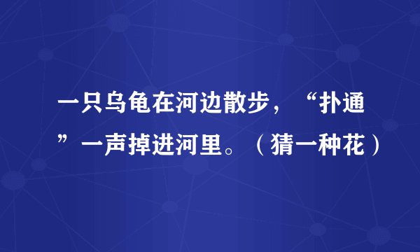 一只乌龟在河边散步，“扑通”一声掉进河里。（猜一种花）