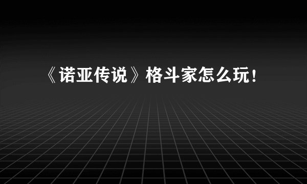 《诺亚传说》格斗家怎么玩！