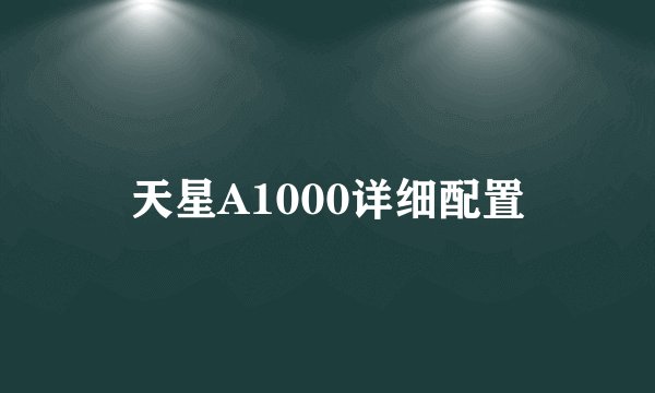 天星A1000详细配置