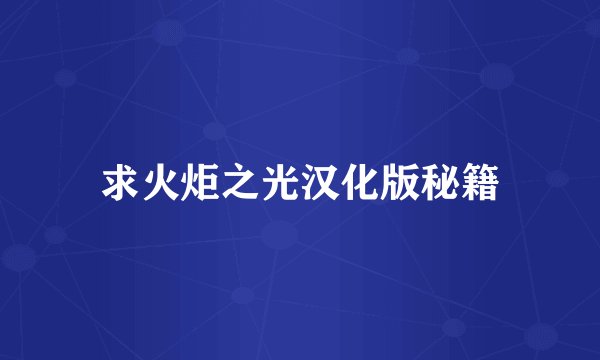 求火炬之光汉化版秘籍