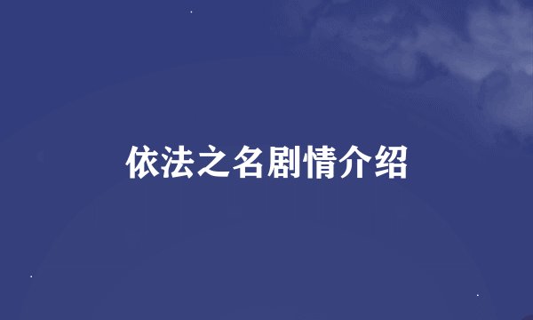 依法之名剧情介绍