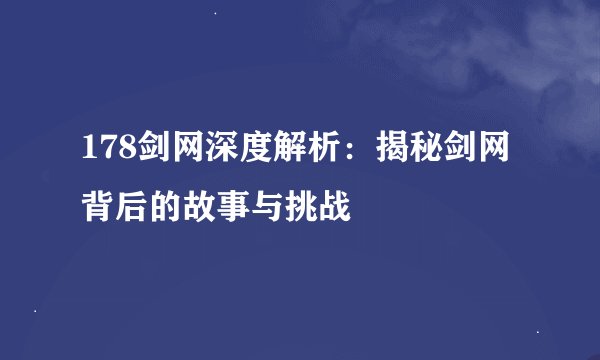 178剑网深度解析：揭秘剑网背后的故事与挑战