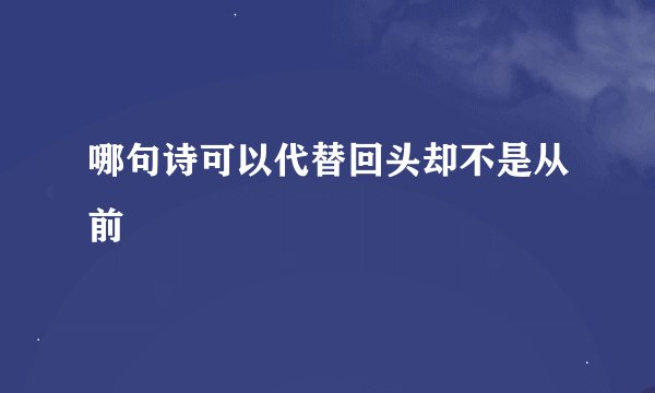 哪句诗可以代替回头却不是从前