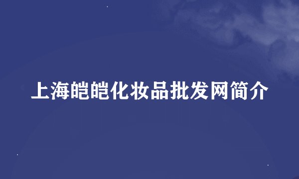 上海皑皑化妆品批发网简介