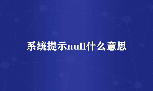 系统提示null什么意思