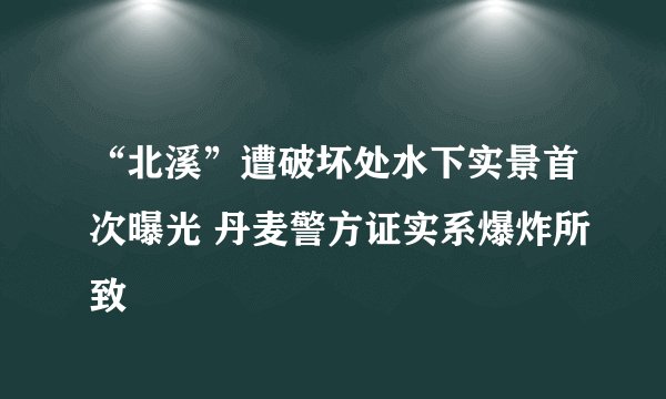 “北溪”遭破坏处水下实景首次曝光 丹麦警方证实系爆炸所致