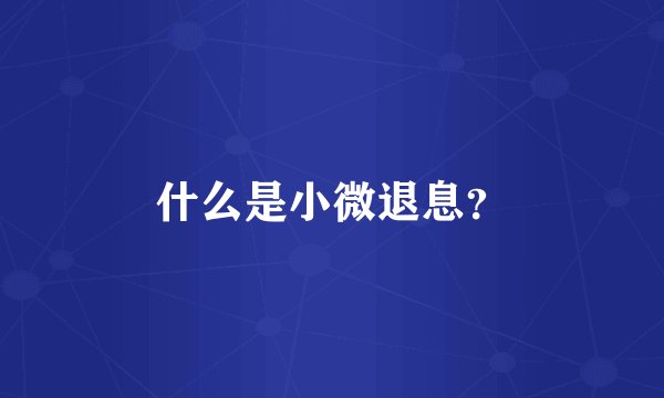 什么是小微退息?