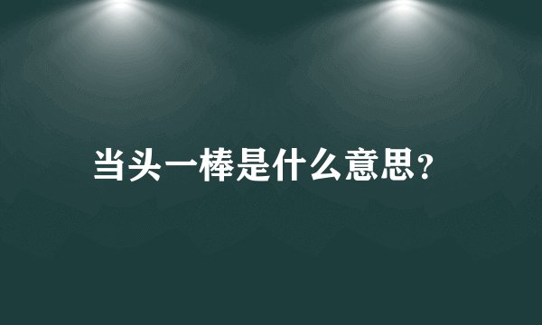 当头一棒是什么意思？
