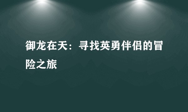 御龙在天：寻找英勇伴侣的冒险之旅