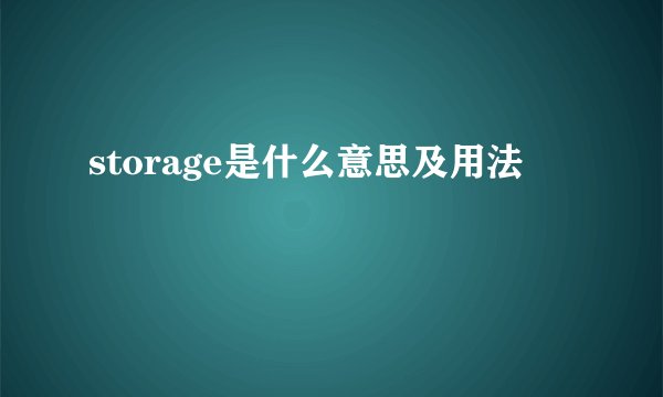 storage是什么意思及用法