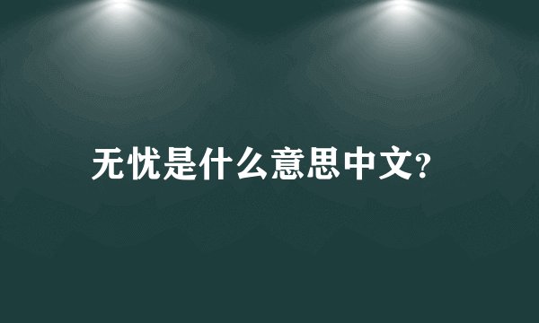 无忧是什么意思中文？