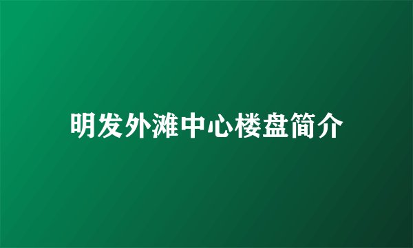 明发外滩中心楼盘简介