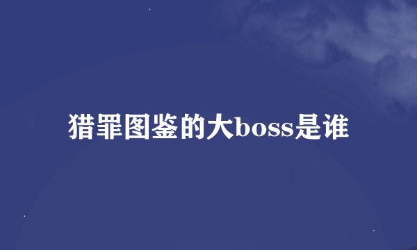 猎罪图鉴的大boss是谁