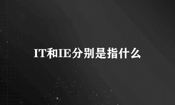 IT和IE分别是指什么