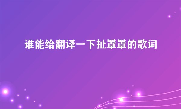 谁能给翻译一下扯罩罩的歌词