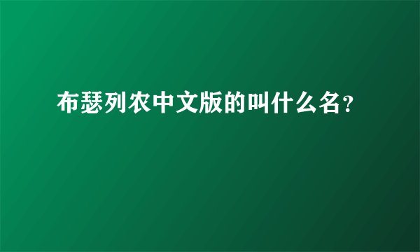 布瑟列农中文版的叫什么名？