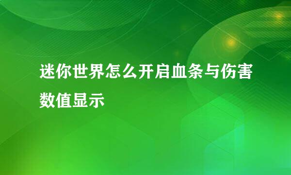迷你世界怎么开启血条与伤害数值显示