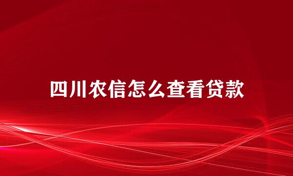 四川农信怎么查看贷款