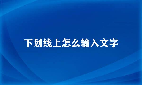 下划线上怎么输入文字