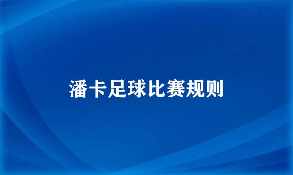潘卡足球比赛规则