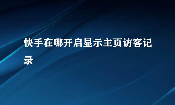 快手在哪开启显示主页访客记录