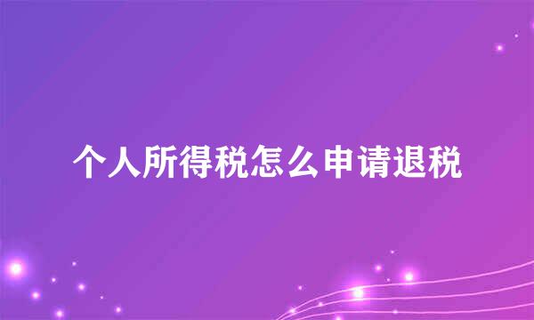 个人所得税怎么申请退税