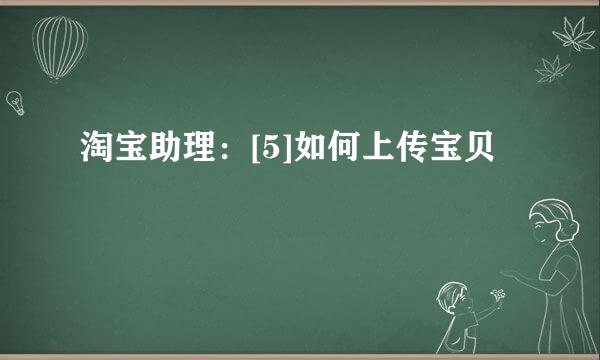 淘宝助理：[5]如何上传宝贝