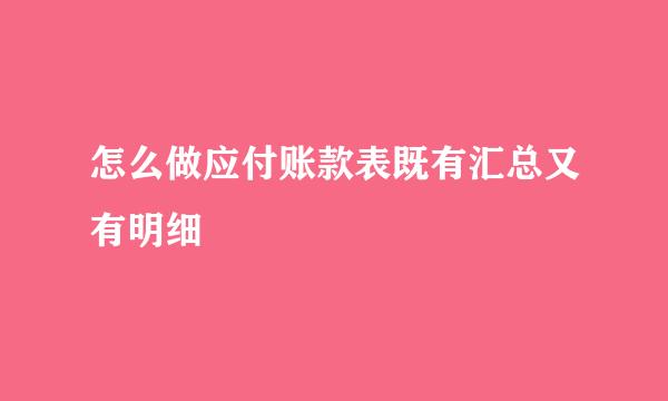 怎么做应付账款表既有汇总又有明细