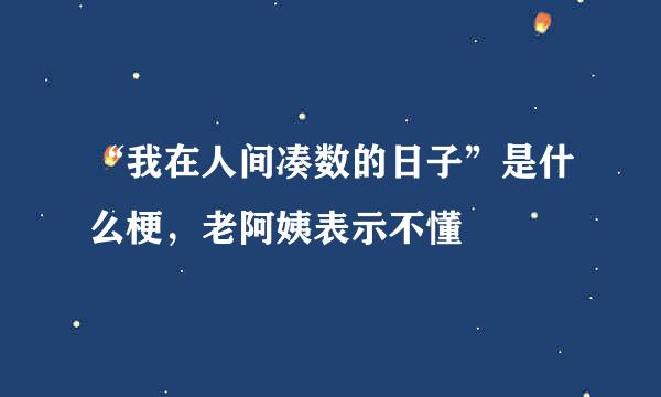 “我在人间凑数的日子”是什么梗，老阿姨表示不懂