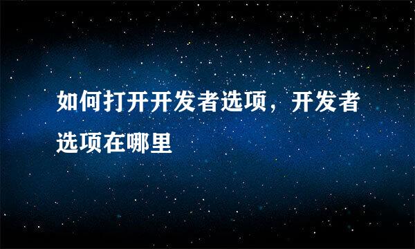 如何打开开发者选项,开发者选项在哪里