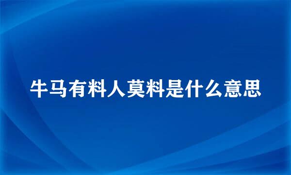 牛马有料人莫料是什么意思