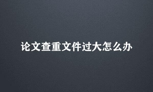 论文查重文件过大怎么办