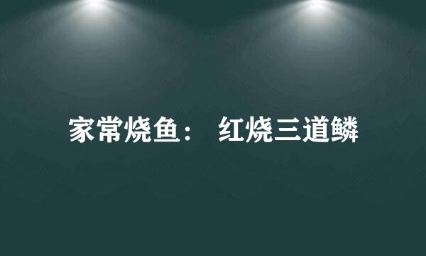 家常烧鱼： 红烧三道鳞