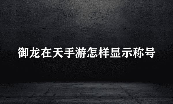 御龙在天手游怎样显示称号