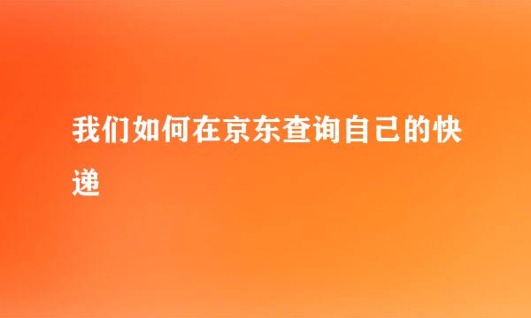 我们如何在京东查询自己的快递